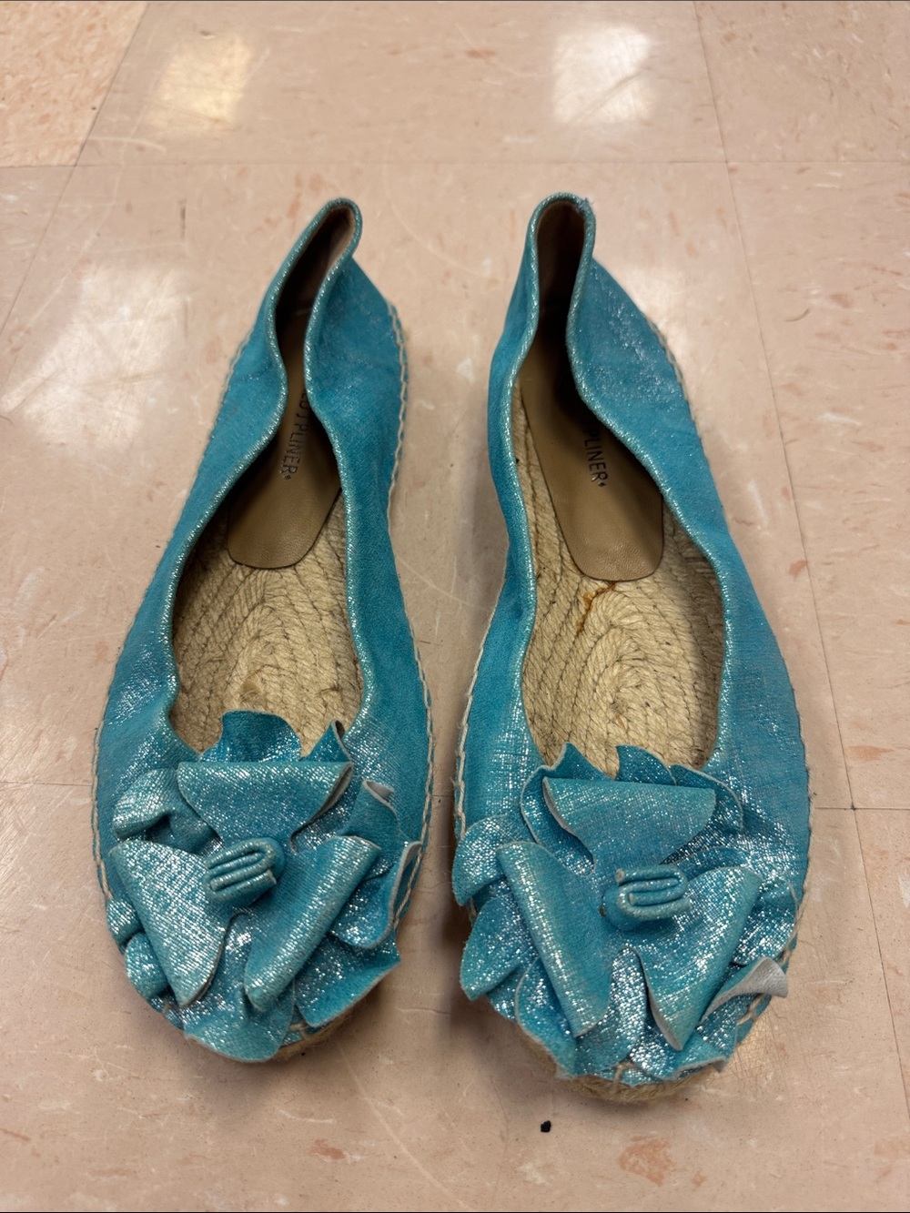 Donald J. Pliner Turquoise Floral Espadrille Flats